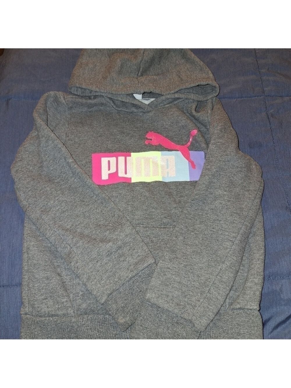 Puma Gray Hoodie Sweatshirt Girls Size Small 7/8